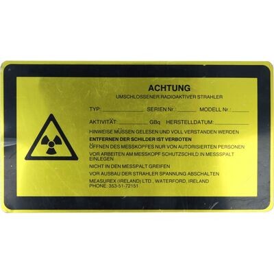 Label Caution Sealed radioactive source DE