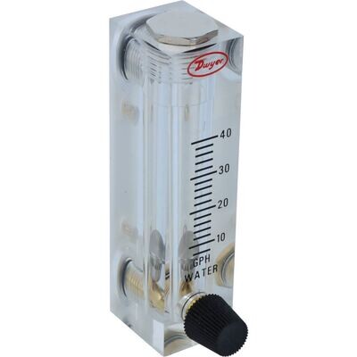 Flowmeter water, 8-40 GPH Brass Valved, 1/8 female NPT Flowmeter water, 8-40 GPH Brass Valved, 1/8 female NPT