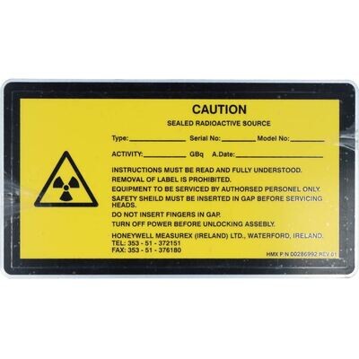 Label Caution Sealed radioactive source Label Caution Sealed radioactive source