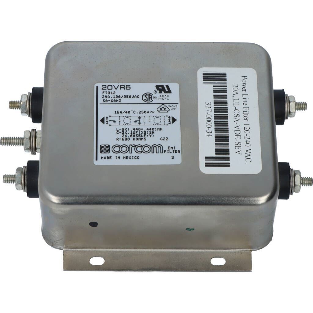 Power Line Filter 120-240 VAC, 20A, UL-CSA-VDE-SEV