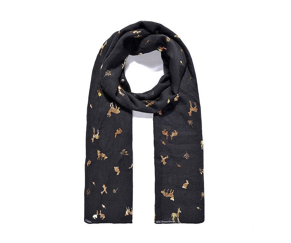 Foulard noir avec animaux