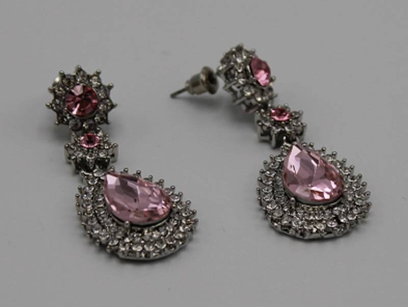 Silver-colored drop earrings