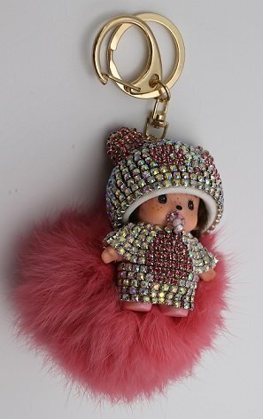 Porte-clés Poupée rose chapeau