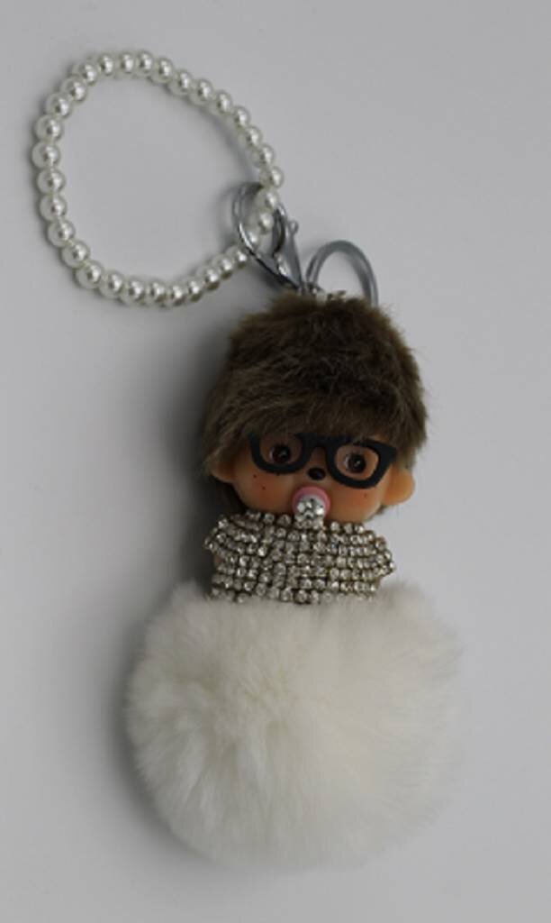 Keychain Doll boy white glasses