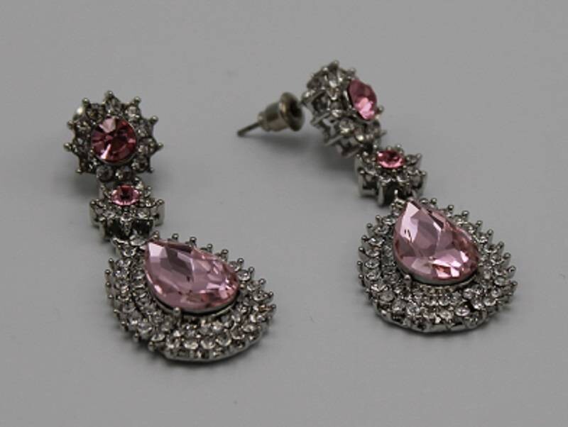 Silver-colored drop earrings