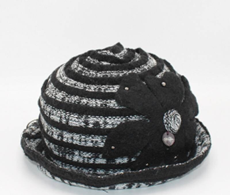 Black & White hat with flower