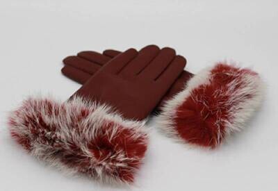 Gants Fourrure rouge