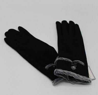 Gloves black with fur