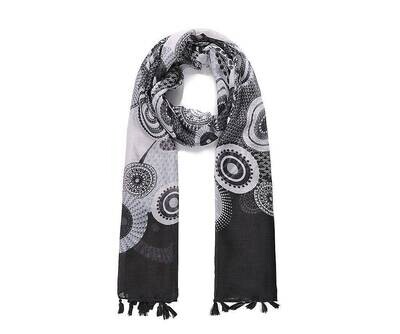 Scarf Black gray with circles