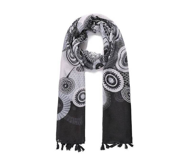 Scarf Black gray with circles