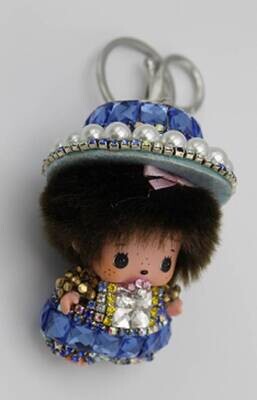 Porte-clés Poupée chapeau bleu