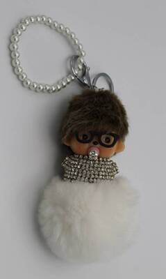 Sleutelhanger Popje jongen wit bril Sleutelhanger Popje jongen wit bril