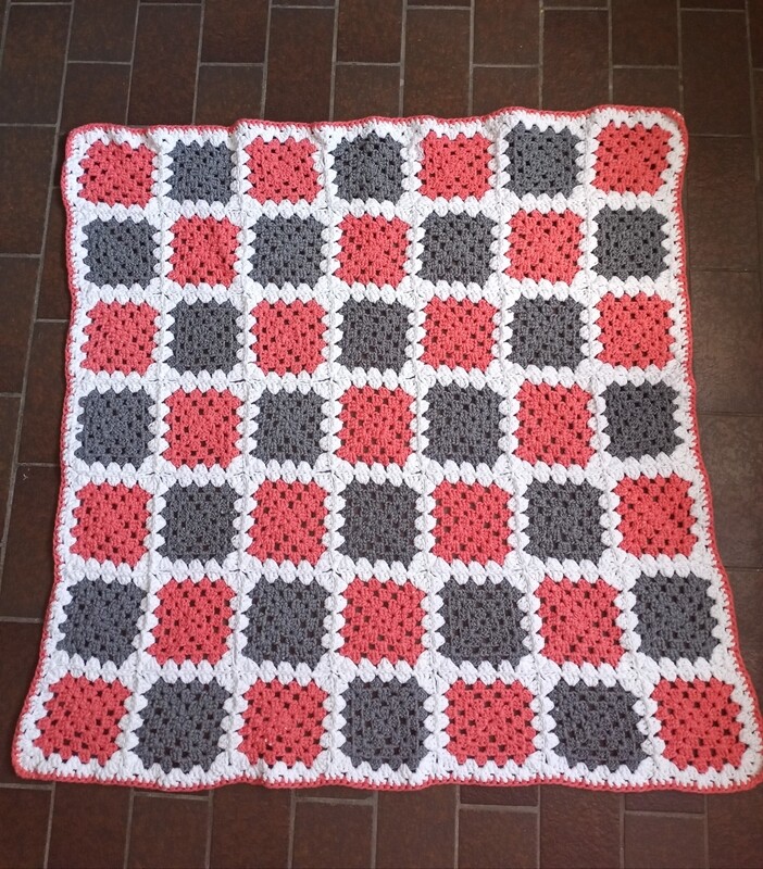 Granny square oranje grijs