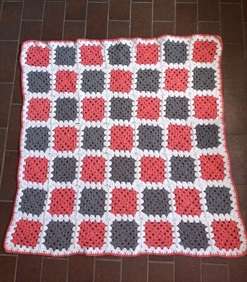 Granny square oranje grijs