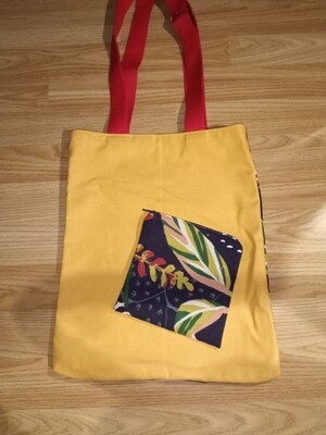 totebag oker bloemen