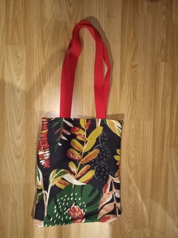 totebag oker bloemen