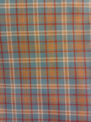 Stof aan de meter blauw oranje ruitjes