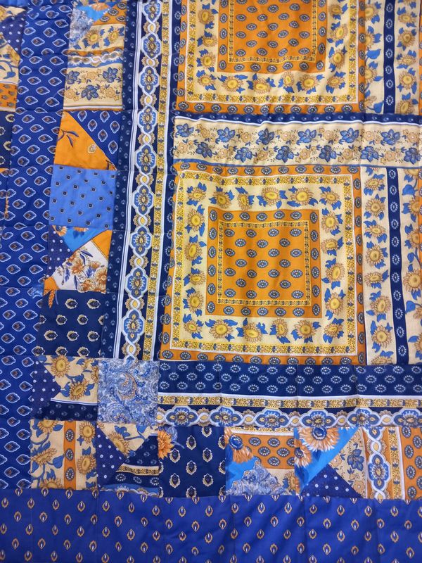 Geel blauwe quilt