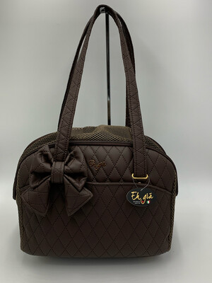 Quilted brown  life bag with bow