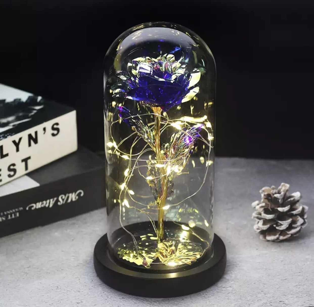 Beauty And The Beast Rose Rose In LED Glass Dome