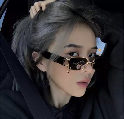 SO&amp;EI Fashion Small Rectangle Punk Sunglasses Women Brand Designer Vintage Metal Ring Decoration Men Sun Glasses Shades UV400