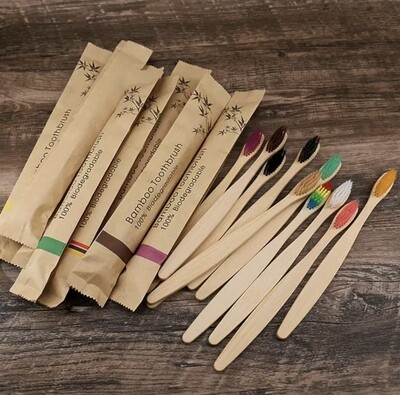 10pcs eco friendly toothbrush Bamboo Resuable Toothbrushes Portable Adult  Wooden Soft Tooth Brush for Home Travel Hotel use