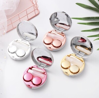 1Pcs Colored Contact Lens Case With Mirror Women Man Unisex Contact Lenses Box Eyes Contact Lens Container Lovely Travel Kit Box