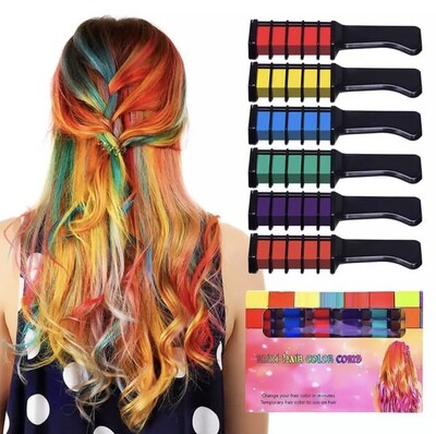 Temporary Hair Color Chalk Combs Kit 6 PCS Fashion