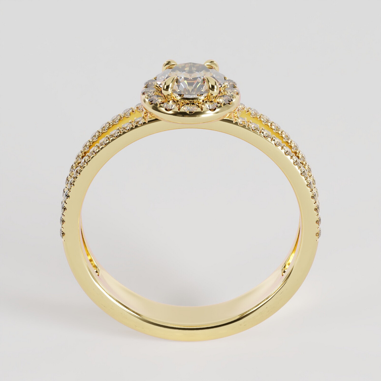Solitair Halo Pavé 0.51CT + 0.34CT