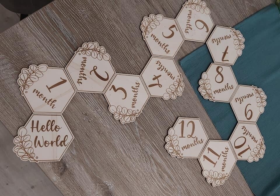 Houten Mijlpaalkaarten * Baby shower*
Baby Milestone cards