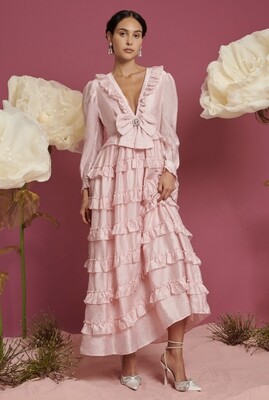 SJ Venus Ruffle Maxi Dress Pink