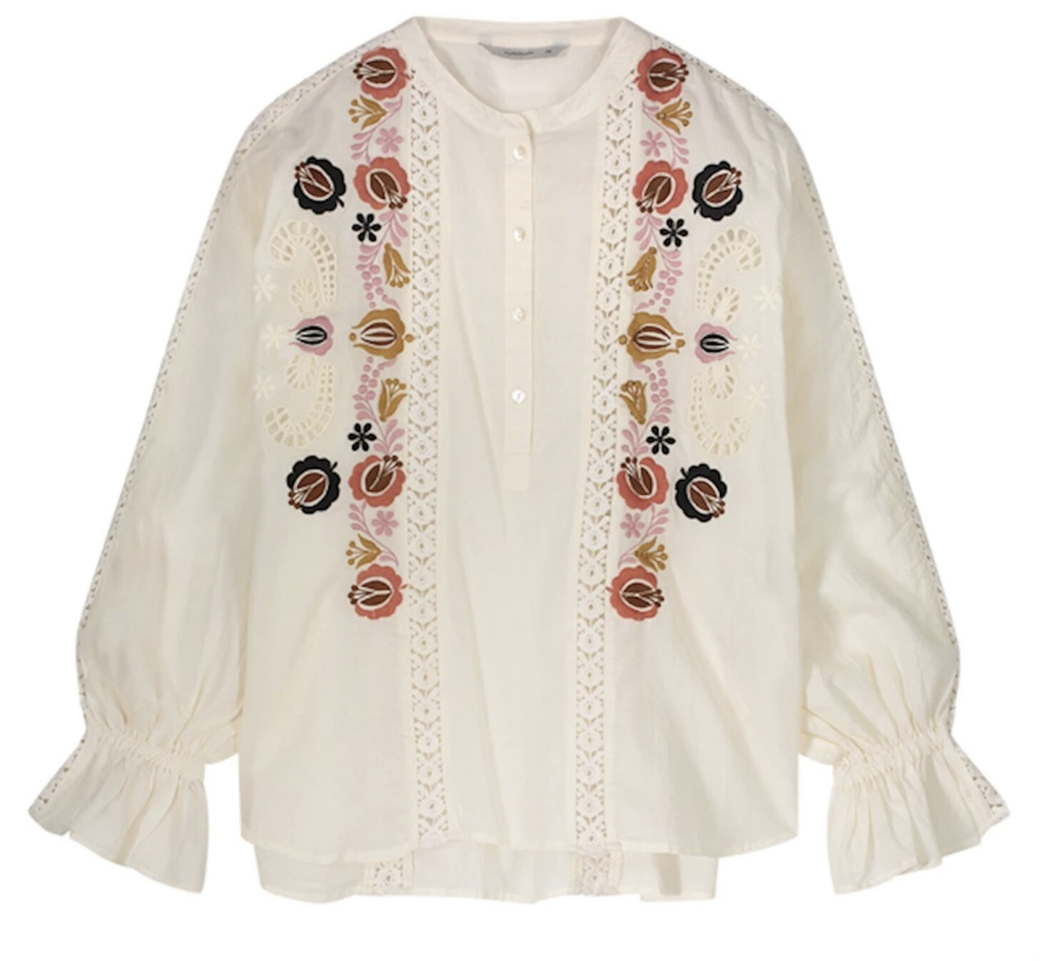 Summum Flower Embroidered Blouse Ivory
