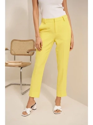 Straight Pants High Waist Yellow