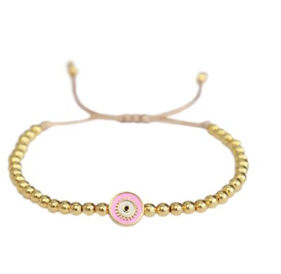 Love Ibiza Evil Eye Bracelet Gold Pink