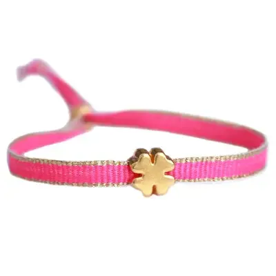 Love Ibiza Golden Clover Bracelet Hot Pink