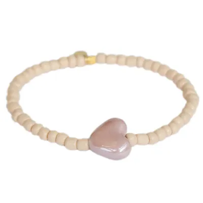 Love Ibiza Stone Heart Bracelet Beige