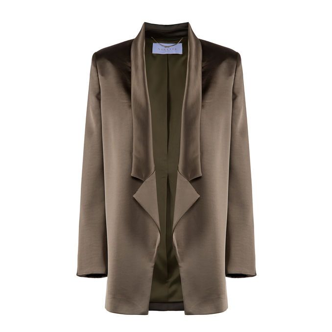 Nenette Satin Bang Blazer Kaki