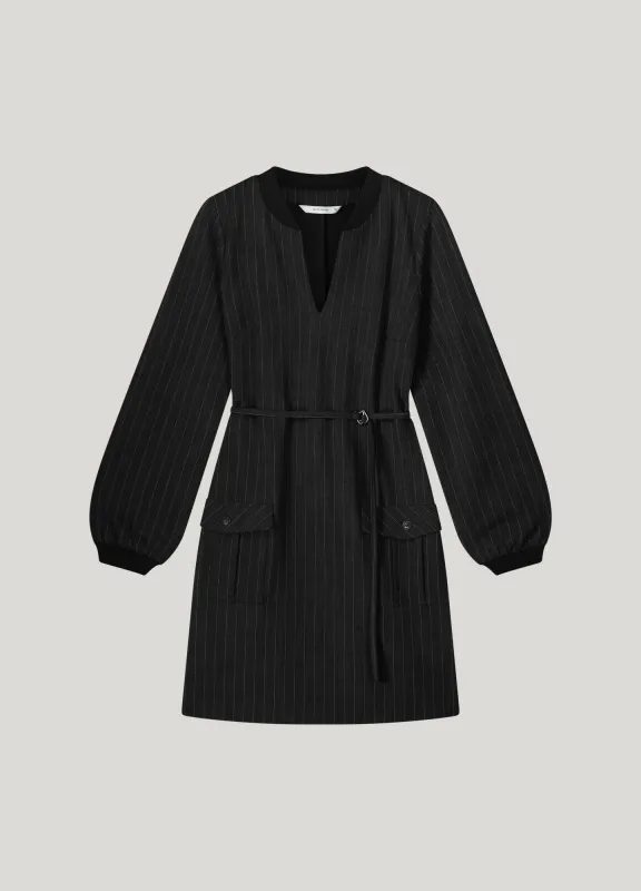 Summum Pinstripe Dress Midnight Blue
