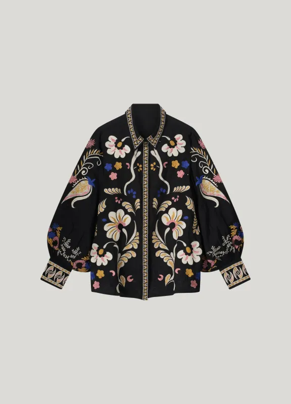 Summum Embroidered Blouse Black