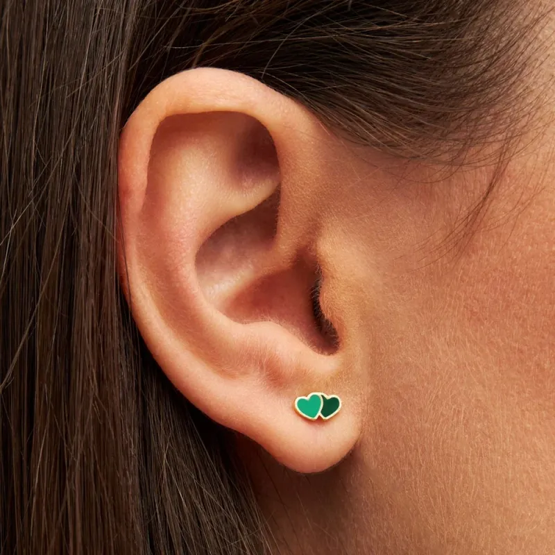 LULU 2 Hearts Green Gold