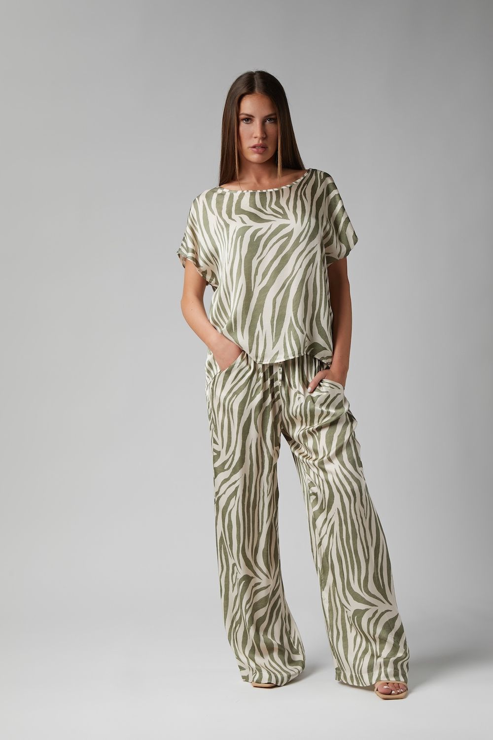 Vicolo Zebra Pants Green