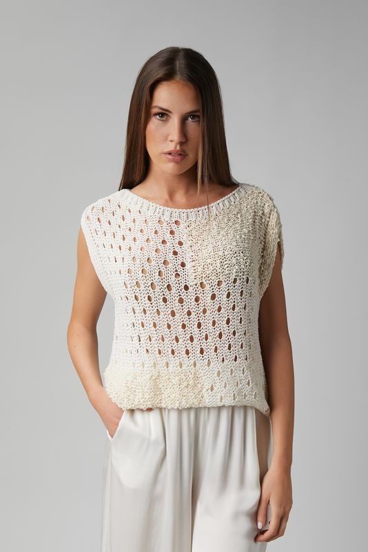 Vicolo Knitted Top Ecru