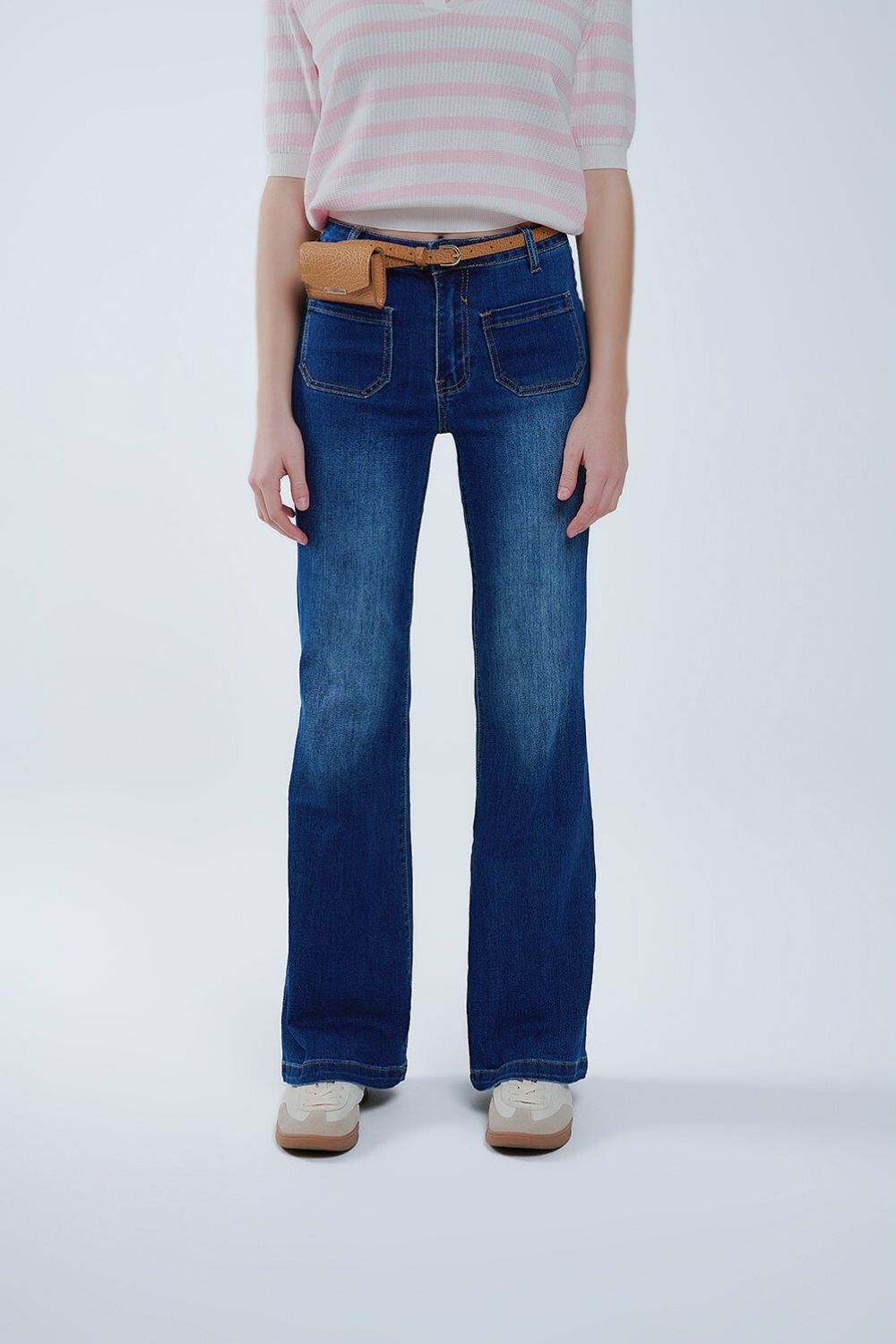 Q2 Flared Denim Dark Blue