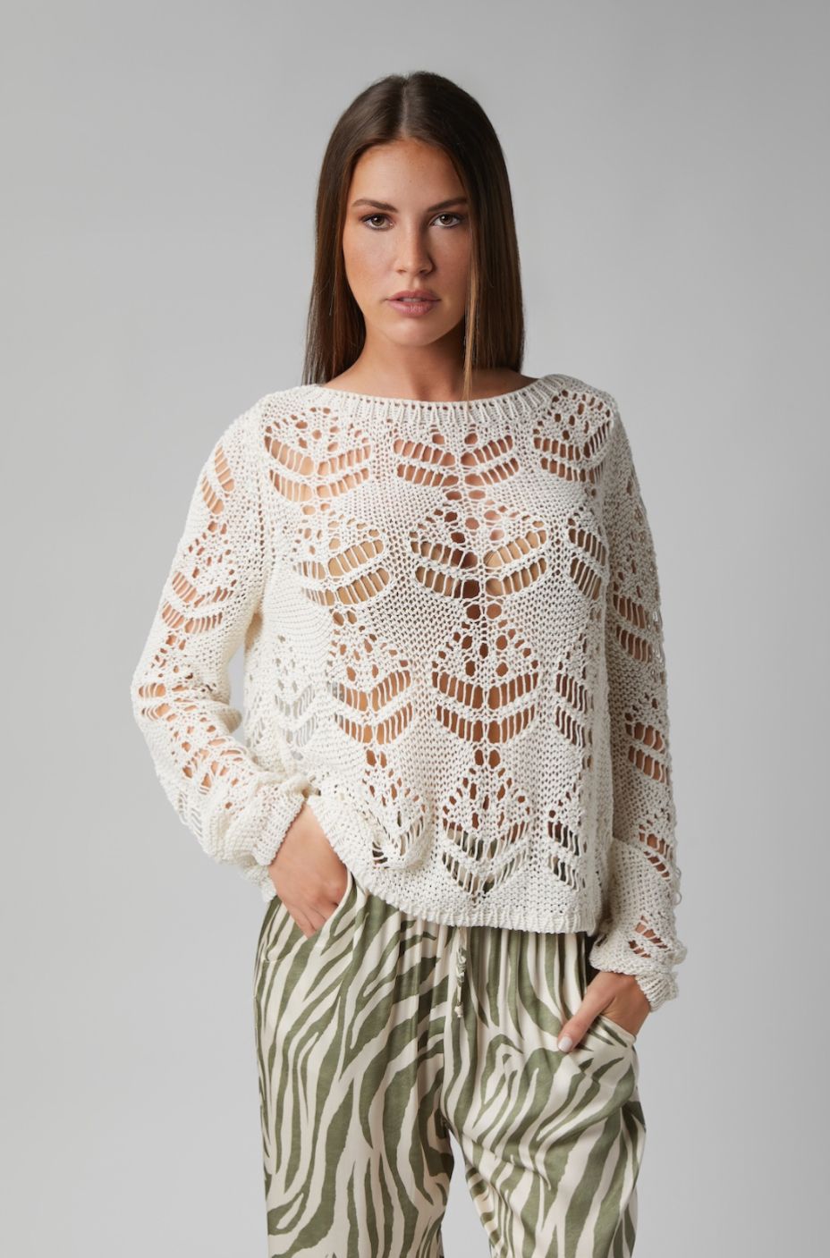 Vicolo Knitted Jumper Ecru