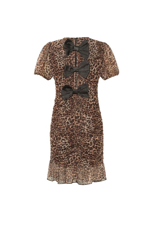 Short Bow Dress Leopard
