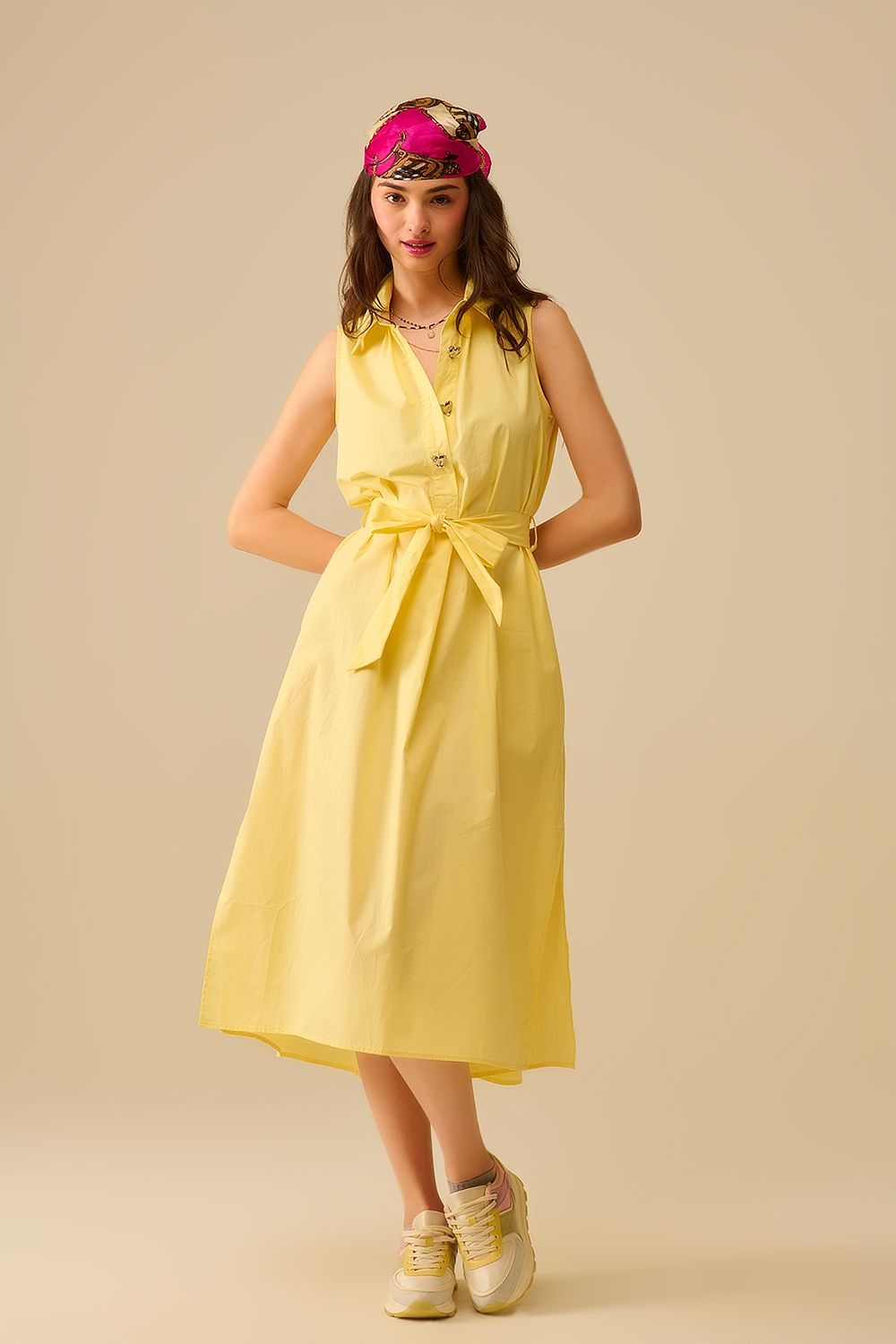 Q2 Poplin Dress Yellow