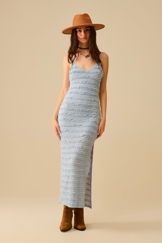 Q2 Maxi Ruffles Dress Blue