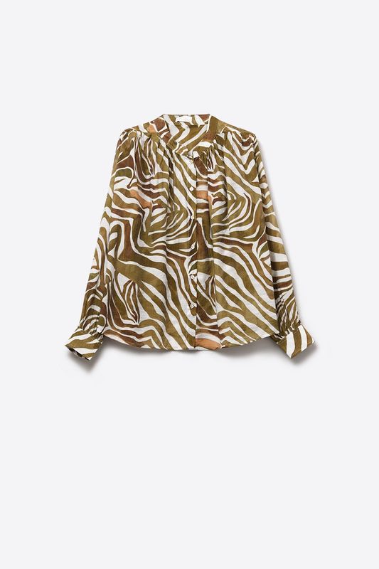 Q2 Zebra Blouse Chiffon Khaki