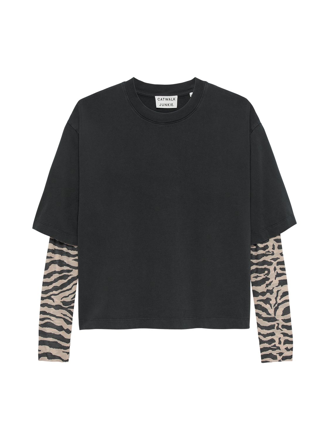 Catwalk Junkie Zebra Mesh Top Grey