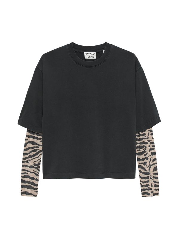 Catwalk Junkie Zebra Mesh Top Grey